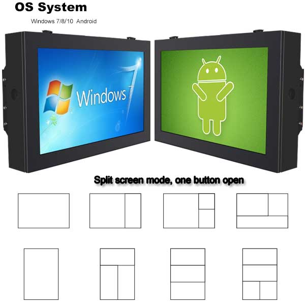 lcd outdoor split screen ad player