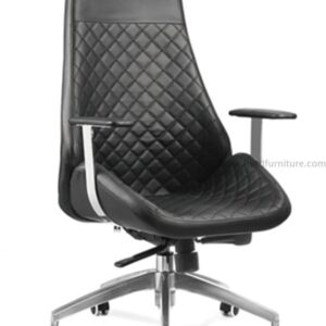 Swivel leather office chair with armrest