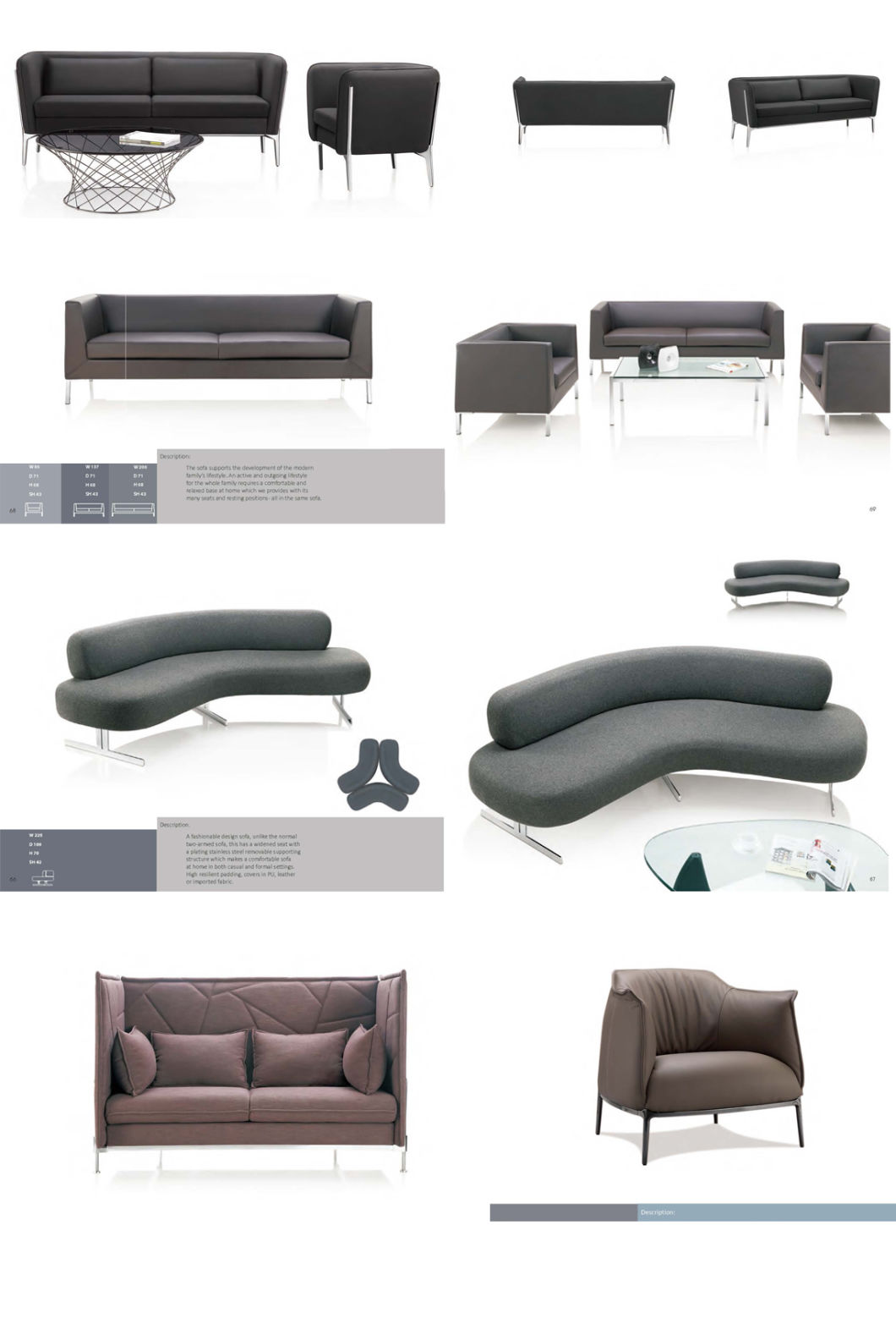 2019 New Design Modern Leisure Fabric Office Sofa for Ottoman Recliner Barcelona