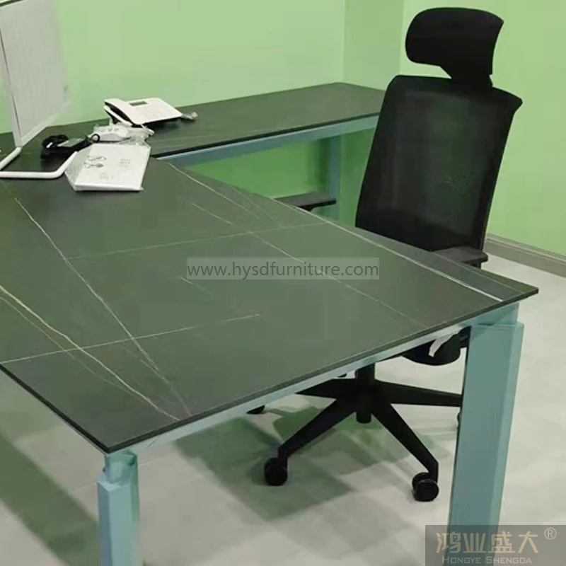 2020 New Style Luxury Sintered Stone L Shape Executive Office Table Desk for Office Furniture (YB-2020-1)