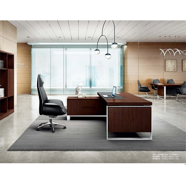 Modern wooden L shape office workstation Desk with storage