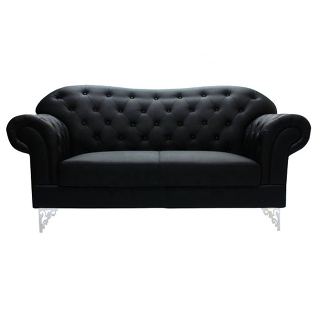 htb11viab21h3kvjszfbq6zsmxxah Home Furniture Modern Design Living Room PU Couch 2 Seater Black Leather Vintage Sofa With Buttons