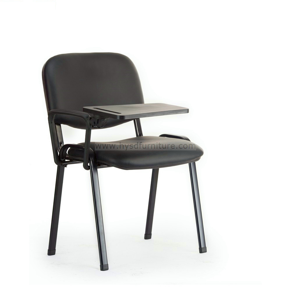 Black Fabric Office School Training  Chair with Writing Pad