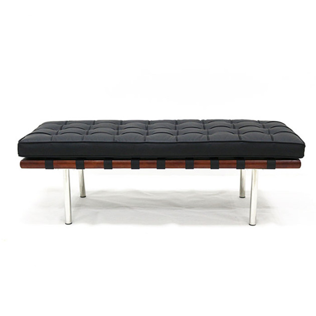 Black Living Room furniture Decor Rectangle Footstool leather Barcelona Lounge bench ottoman stool