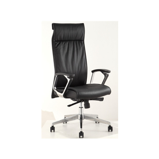 Promotion high black swivel ergonomic black comfortable soft foam pad manager leather chair with toast painting armrest