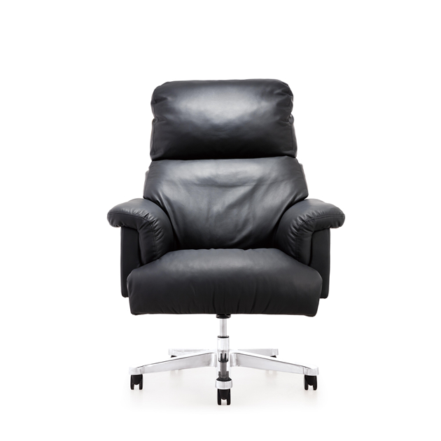 Medium back Luxury Genuine leather Furniture Aluminium Frame Office Chair