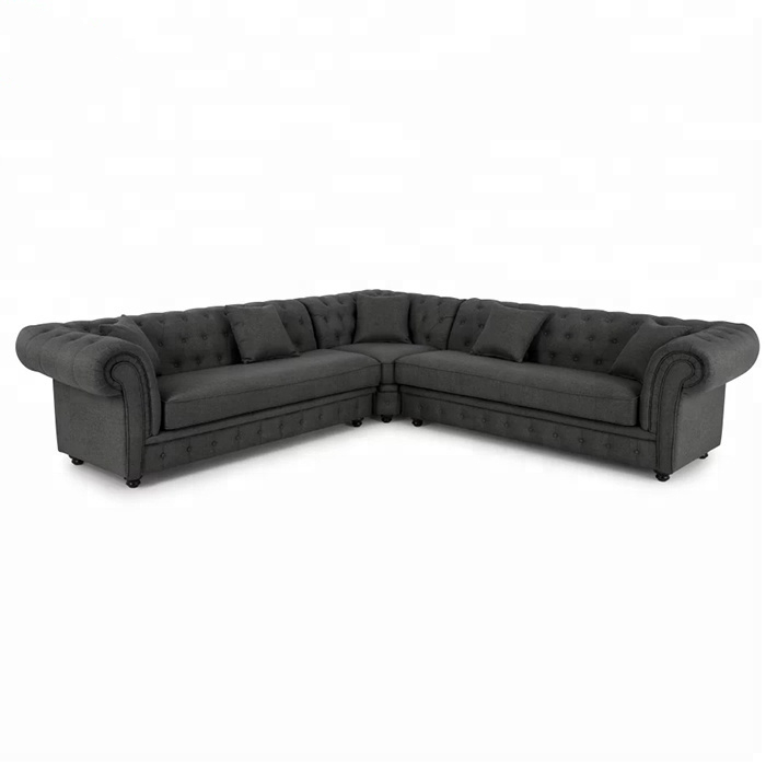 cheap Grey Fabric velvet Chaise Longue couch Italian Corner modern new design corner sofa