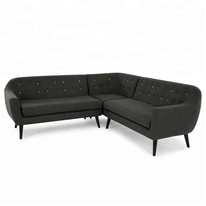 Contemporary Fabric Corner Sofa 7 Seater Sectional Sofa With Rainbow Buttons
