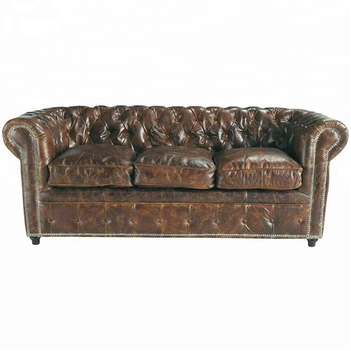 antique classics design Living Room Furniture Couch Genuine Leather luxurious Chesterfield Sofa seat