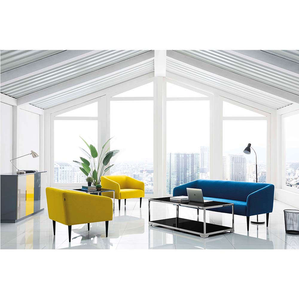 barcelona 3 seat sofa set designs couch living room sofa yellow/blue color fabric sofa with metal legs