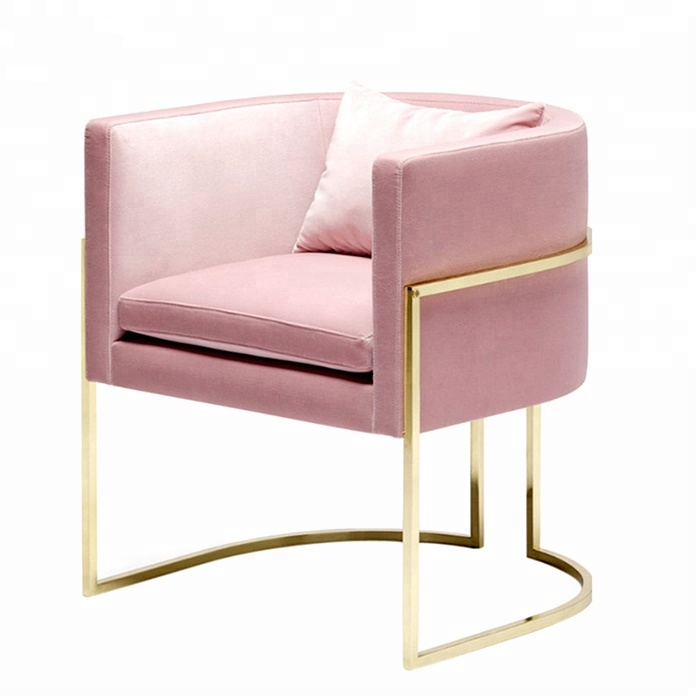 Wholesale Furniture Rose Gold Plated Legs Single Sofa Velvet Covered Accent Chair