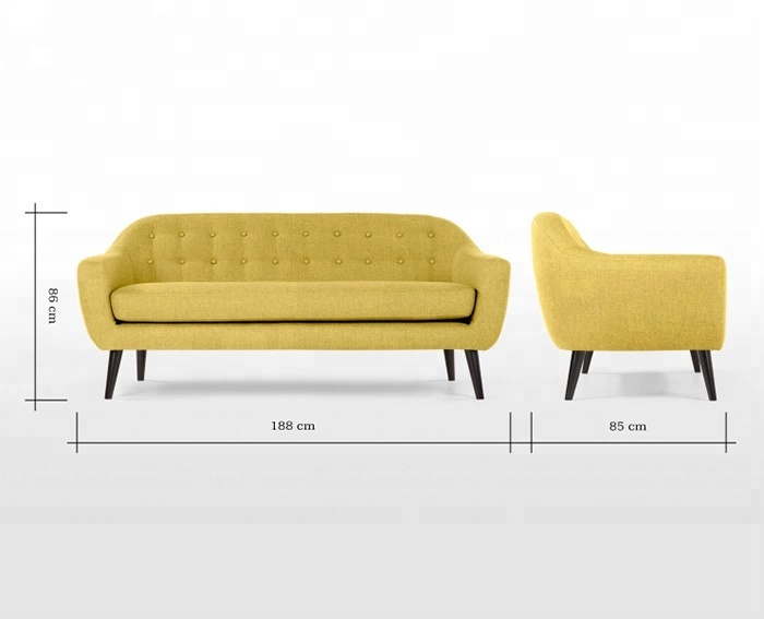 Contemporary Italian Sofa Design Yellow Fabric Seater Sofa For Living Room