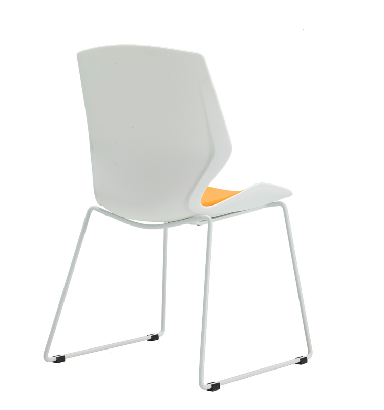 Nordic  style white plastic office leisure visitor chair with sled base