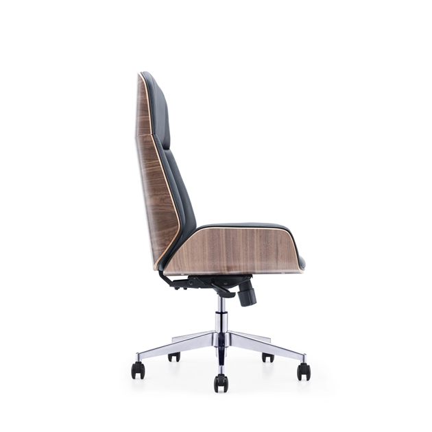 Double Function Modern Factory Price Luxury Executive Wooden Frame Swivel Leather Office Chair