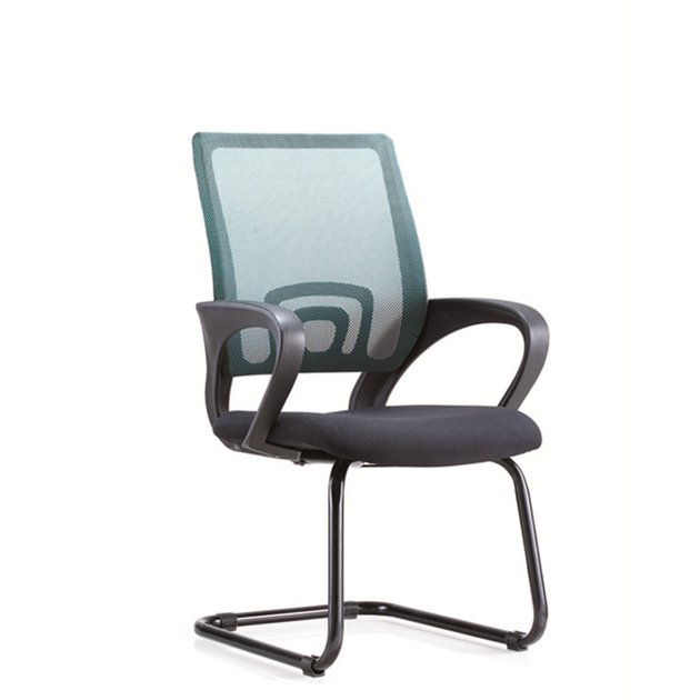 Modern Sleigh Base Fabric Upholstered office waiting mesh chair With molded Foam Seat