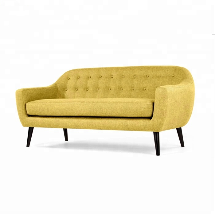 Contemporary Italian Sofa Design Yellow Fabric Seater Sofa For Living Room