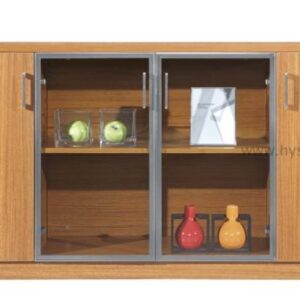 modern wood cabinet with glasses door