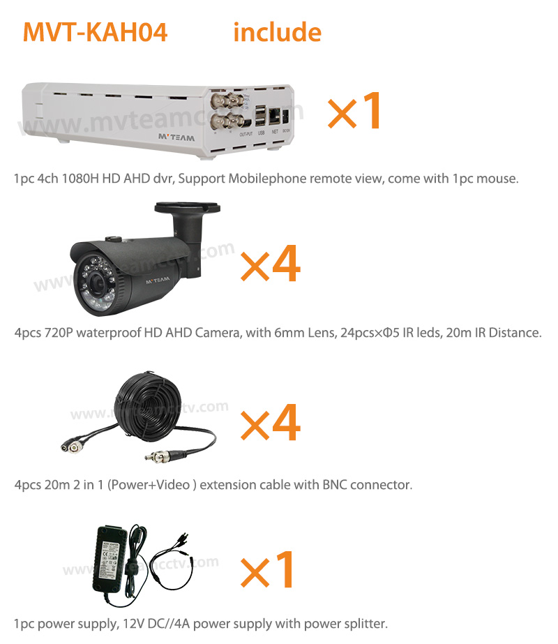 4CH Bullet AHD CCTV System MVT-KAH04