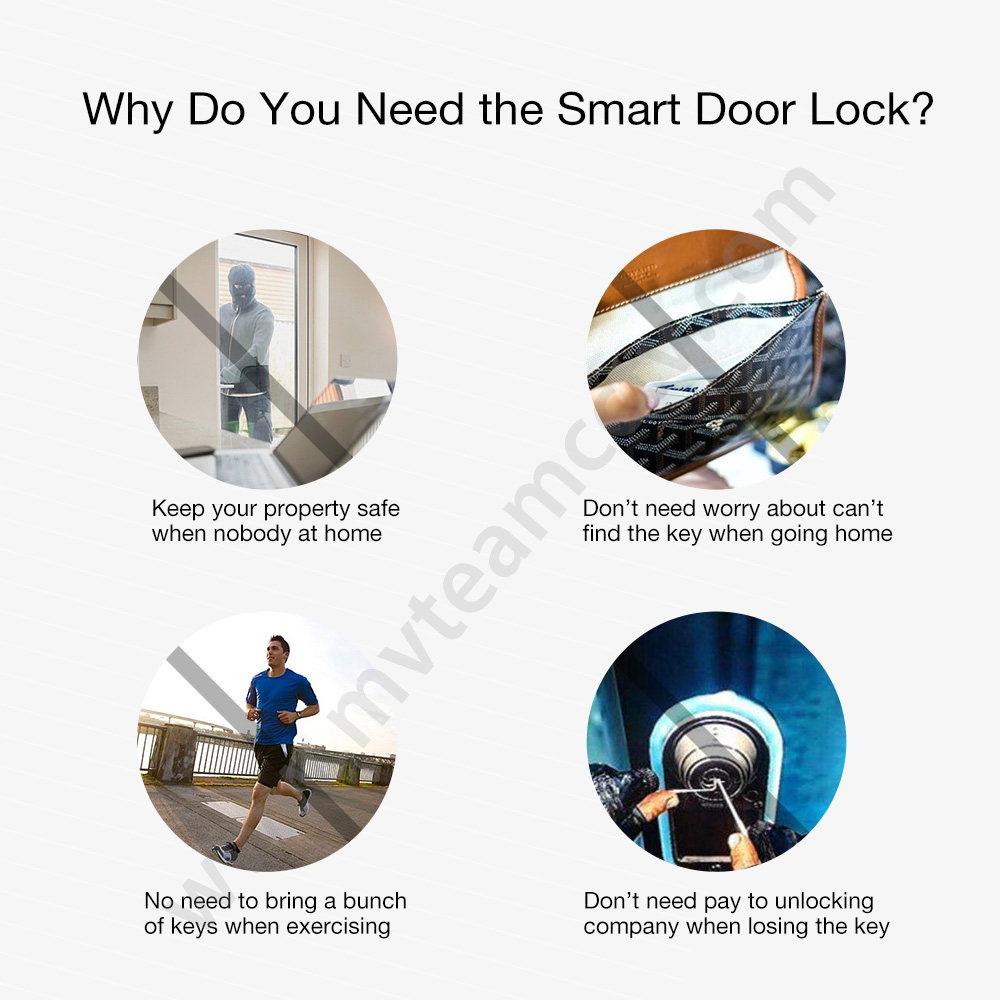 Slim Smart Lock For Aluminum Glass Door TTLock APP Smartphone Control WiFi Wireless Remote Fingerprint Door Lock