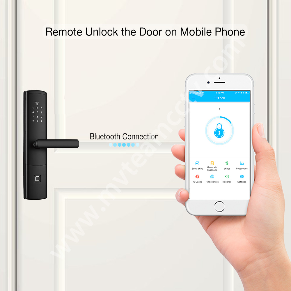 Digital APP Controlled Front Door Lock Smart Bluetooth Fingerprint Door Lock With SMS For Residential Home Office
