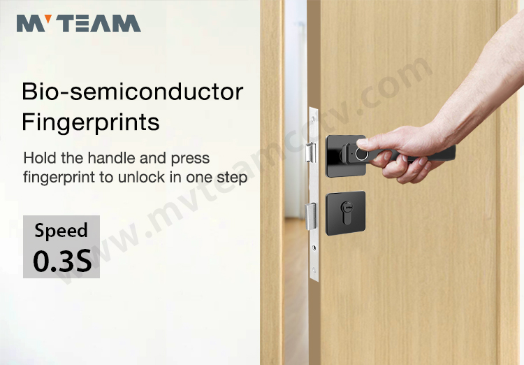 MVTEAM Split Design Smart Door Lock Intelligent Home Security Door Handle Fingerprint Lock With Mechanical Key