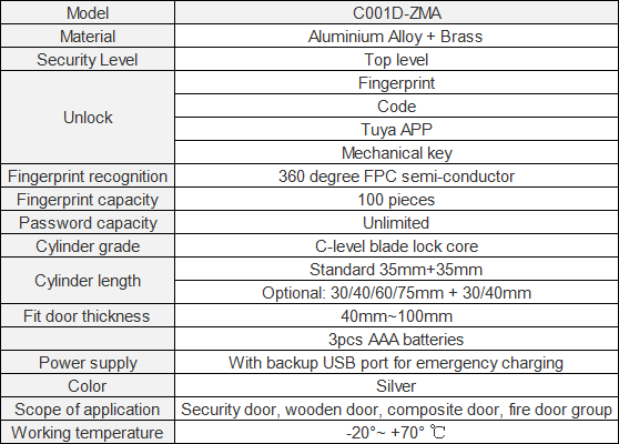 Tuya APP Bluetooth Smart Cylinder Lock Battery Powered Keypad Code Fingerprint Keyless Internet Remote Safe Lock For Home